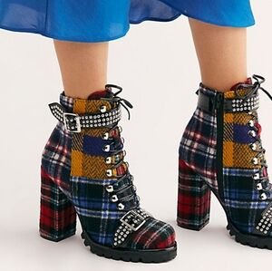 Jeffrey Campbell Multicolor Plaid Heeled Boots